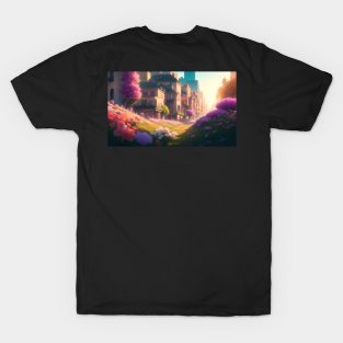 City street with beautiful flowers T-Shirt